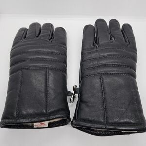 vintage Saranac black leather puffer fleece-lined winter gloves small